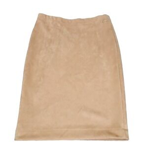 Used T Tahari Women's Brown Faux Leather Pull On Pencil‎ Skirt Size M
